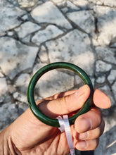Load image into Gallery viewer, 60.8mm certified 100% Natural dark green/black nephrite Jade(碧玉) bangle HN15-1586