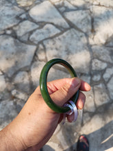 Load image into Gallery viewer, 60.8mm certified 100% Natural dark green/black nephrite Jade(碧玉) bangle HN15-1586