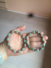 Load image into Gallery viewer, 9.2x8.1mm 100% natural type A green jadeite jade olive shape(LU LU TONG) beads bracelet AZ23