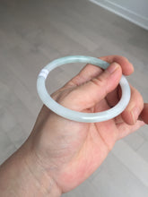 Load image into Gallery viewer, 59.5mm 100% natural certified light green/white round cut slim jadeite jade bangle BL43-1824