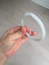 Load image into Gallery viewer, 59.5mm 100% natural certified light green/white round cut slim jadeite jade bangle BL43-1824