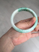 Load image into Gallery viewer, 58.5mm Certified type A 100% Natural sunny green/white Jadeite bangle AY86-3473
