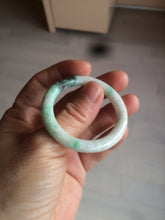 Load image into Gallery viewer, 35-38mm Type A 100% Natural sunny green/white Jadeite Jade kids bangle /scarf button group BF100