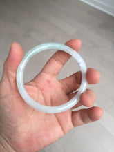 Load image into Gallery viewer, 59.5mm 100% natural certified light green/white round cut slim jadeite jade bangle BL43-1824