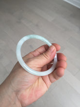 Load image into Gallery viewer, 59.5mm 100% natural certified light green/white round cut slim jadeite jade bangle BL43-1824