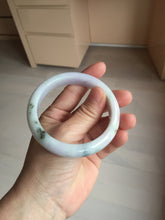 Load image into Gallery viewer, 56.7mm certified 100% natural Type A dark green/purple/white with green floating flowers jadeite jade bangle PB233-2826