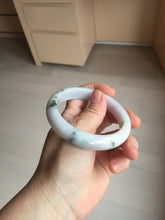 Load image into Gallery viewer, 56.7mm certified 100% natural Type A dark green/purple/white with green floating flowers jadeite jade bangle PB233-2826