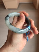 Load image into Gallery viewer, 54mm Certified Type A 100% Natural icy watery dark green/white//black Jadeite Jade bangle BM7-8579