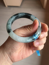 Load image into Gallery viewer, 54mm Certified Type A 100% Natural icy watery dark green/white//black Jadeite Jade bangle BM7-8579
