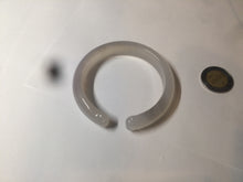 Load image into Gallery viewer, 52.2mm 100% natural icy light pale pink/white agate carved cat paws bangle SY57