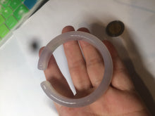 Load image into Gallery viewer, 52.2mm 100% natural icy light pale pink/white agate carved cat paws bangle SY57
