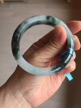 Load image into Gallery viewer, 54.3mm Certified Type A 100% Natural icy watery dark green/white//black Jadeite Jade bangle BM8-8573