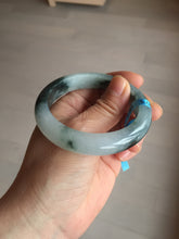 Load image into Gallery viewer, 54.3mm Certified Type A 100% Natural icy watery dark green/white//black Jadeite Jade bangle BM8-8573