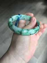 Load image into Gallery viewer, 57mm certified 100% natural sunny green/dark green/white jadeite jade bangle AD117-6634