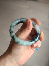 Load image into Gallery viewer, 54.3mm Certified Type A 100% Natural icy watery dark green/white//black Jadeite Jade bangle BM8-8573
