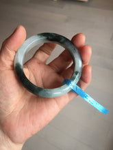 Load image into Gallery viewer, 54.3mm Certified Type A 100% Natural icy watery dark green/white//black Jadeite Jade bangle BM8-8573