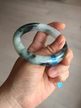 Load image into Gallery viewer, 54.3mm Certified Type A 100% Natural icy watery dark green/white//black Jadeite Jade bangle BM8-8573