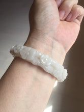 Load image into Gallery viewer, 62.3mm 100% natural pale pink/white carved Plum blossoms Quartzite (Shetaicui jade) bangle SY7