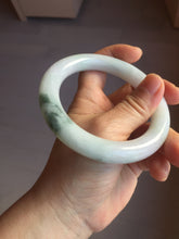 Load image into Gallery viewer, 60mm certified 100% natural light green/white/purple chubby round cut jadeite jade bangle BS40-8569