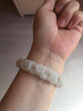 Load image into Gallery viewer, 62.3mm 100% natural pale pink/white carved Plum blossoms Quartzite (Shetaicui jade) bangle SY7