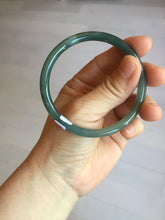 Load image into Gallery viewer, 56.5mm Certified Type A 100% Natural icy watery green/blue/black/gray slim round cut Guatemala Jadeite bangle PC67-7027