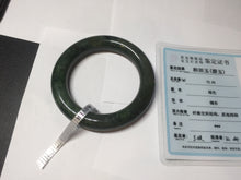 Load image into Gallery viewer, 55mm 100% Natural dark green(碧玉) black round cut nephrite Jade bangle HE104-0127