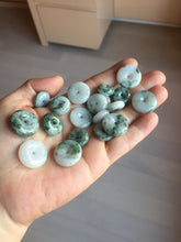 Load image into Gallery viewer, Type A 100% Natural dark green white forest Jadeite Safety Guardian Button donuts pendant BG206