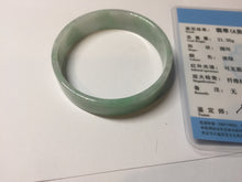 Load image into Gallery viewer, 52mm Certified Type A 100% Natural sunny green white square Jadeite Jade bangle AJ71-1346
