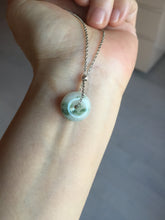 Load image into Gallery viewer, Type A 100% Natural dark green white forest Jadeite Safety Guardian Button donuts pendant BG206