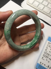 Load image into Gallery viewer, 60.5mm certified Type A 100% Natural sunny green gray black Jadeite Jade bangle BS82-9879