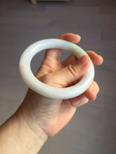 Load image into Gallery viewer, 60.5mm certified 100% natural light green/white/purple chubby round cut jadeite jade bangle BS39-8572
