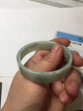 Load image into Gallery viewer, 52mm Certified Type A 100% Natural sunny green white square Jadeite Jade bangle AJ71-1346