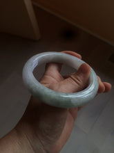 Load image into Gallery viewer, 61.8 mm certified type A 100% Natural light green/white/purple chubby Jadeite Jade bangle BH44-2807
