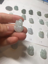 Load image into Gallery viewer, 100% natural type A dark green/light green/white/gray jadeite jade fox pendant necklace PC123
