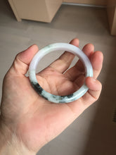 Load image into Gallery viewer, 54.5mm certified 100% natural Type A dark green/purple/white with green floating flowers jadeite jade bangle PB230-2822