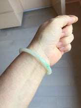 Load image into Gallery viewer, 50mm certified 100% natural Type A icy watery sunny green/purple/gary oval jadeite jade bangle PA158-2886