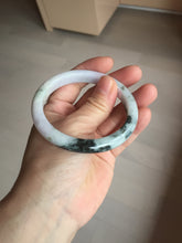 Load image into Gallery viewer, 54.5mm certified 100% natural Type A dark green/purple/white with green floating flowers jadeite jade bangle PB230-2822
