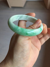 Load image into Gallery viewer, 56mm certified 100% natural Type A sunny green white jadeite bangle PD147-6264