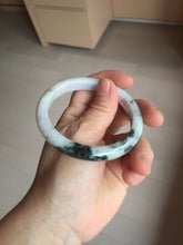 Load image into Gallery viewer, 54.5mm certified 100% natural Type A dark green/purple/white with green floating flowers jadeite jade bangle PB230-2822