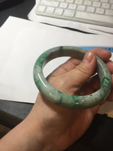 Load image into Gallery viewer, 60.5mm certified Type A 100% Natural sunny green gray black Jadeite Jade bangle BS82-9879