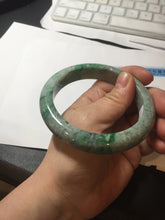 Load image into Gallery viewer, 60.5mm certified Type A 100% Natural sunny green gray black Jadeite Jade bangle BS82-9879
