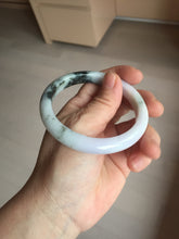 Load image into Gallery viewer, 54.5mm certified 100% natural Type A dark green/purple/white with green floating flowers jadeite jade bangle PB230-2822