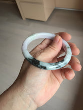 Load image into Gallery viewer, 54.5mm certified 100% natural Type A dark green/purple/white with green floating flowers jadeite jade bangle PB230-2822