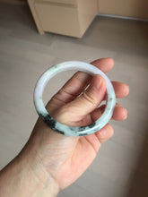 Load image into Gallery viewer, 54.5mm certified 100% natural Type A dark green/purple/white with green floating flowers jadeite jade bangle PB230-2822