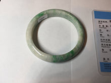 Load image into Gallery viewer, 58.5mm Certified type A 100% Natural sunny green/white Jadeite bangle AY86-3473