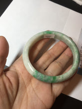 Load image into Gallery viewer, 58.5mm Certified type A 100% Natural sunny green/white Jadeite bangle AY86-3473