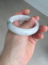 Load image into Gallery viewer, 52mm certified type A 100% Natural green/white oval jadeite jade bangle BK125-0256