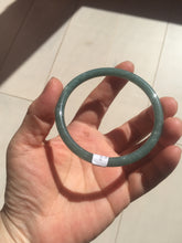 Load image into Gallery viewer, 56.5mm Certified Type A 100% Natural icy watery green/blue/black/gray slim round cut Guatemala Jadeite bangle PB14-5629