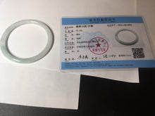Load image into Gallery viewer, 59.5mm 100% natural certified light green/white round cut slim jadeite jade bangle BL43-1824