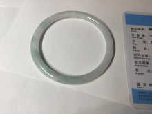 Load image into Gallery viewer, 59.5mm 100% natural certified light green/white round cut slim jadeite jade bangle BL43-1824